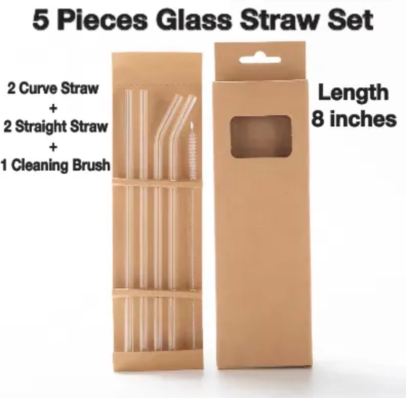 5 Pieces Glass Straw Swt